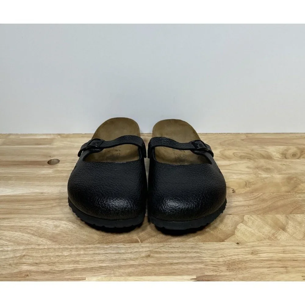 Birkenstock Birkis Maria Mary Jane Mule Clogs Slides Black Leather Womens Sz 9 N_2